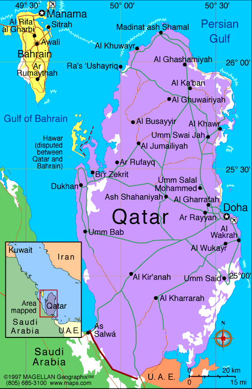 Qatar Map and Qatar Satellite Images