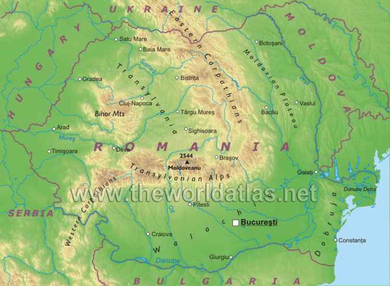 romania physical map Pitesti