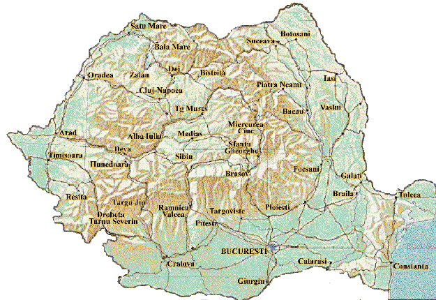 romania physical map