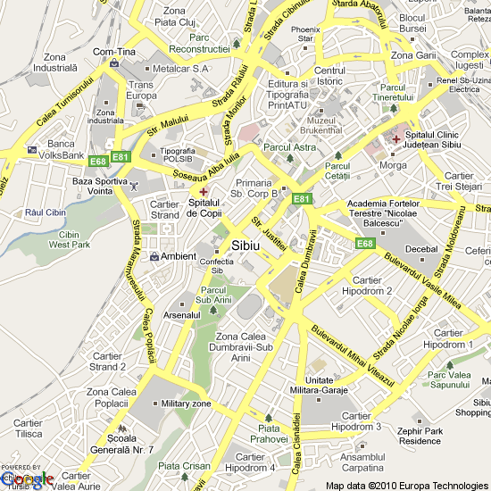 Stadtplan Stadt Hermannstadt 1:7.200 Rumänien: City Map Sibiu