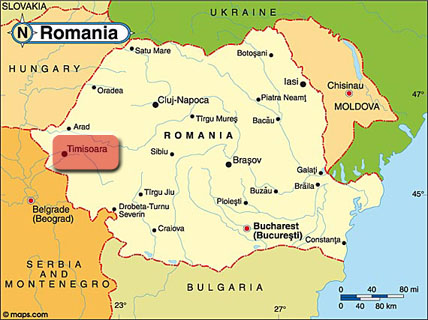 Romania map Timisoara