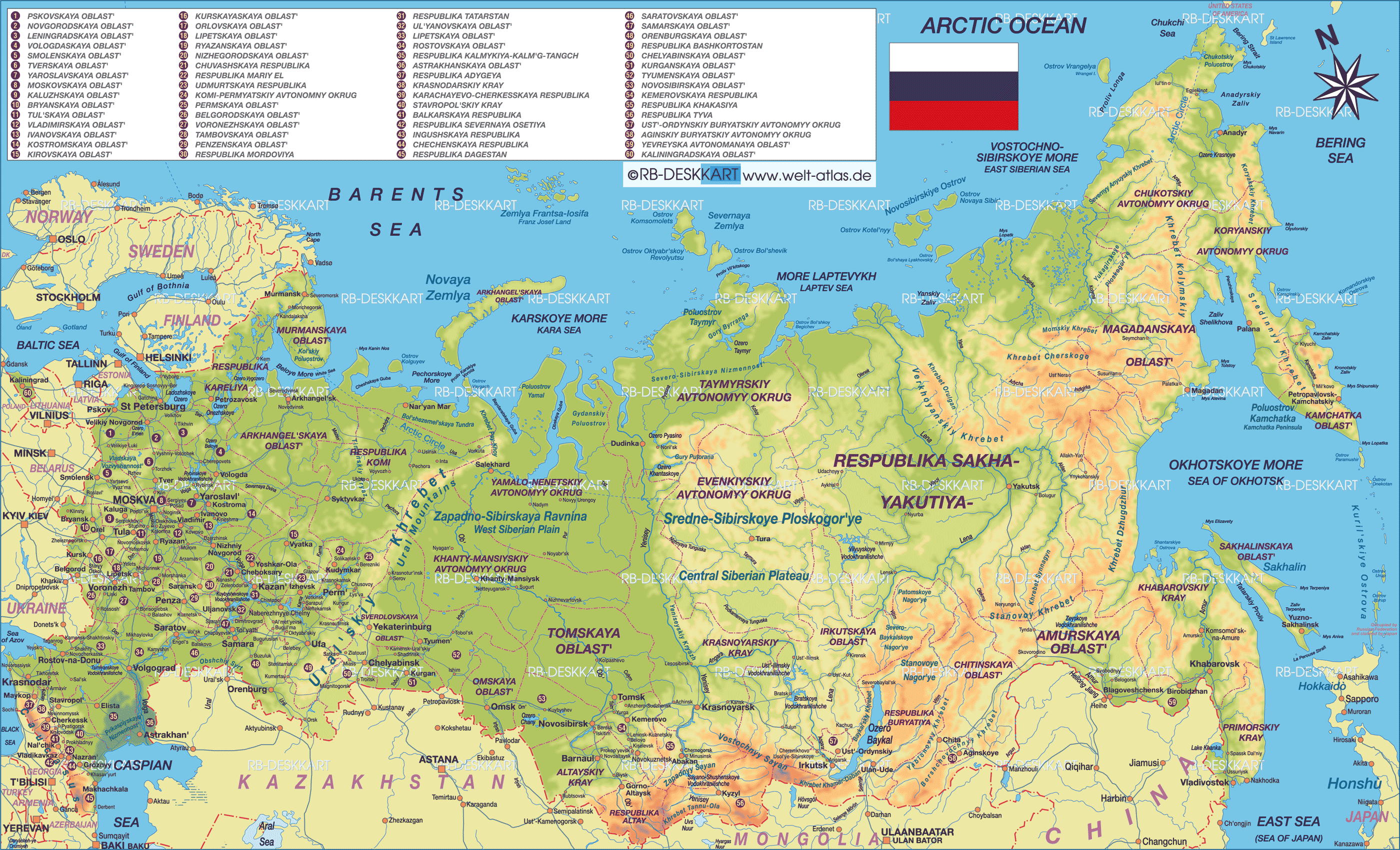 map of russia b