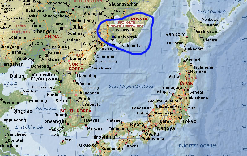 Vladivostok map russia japan