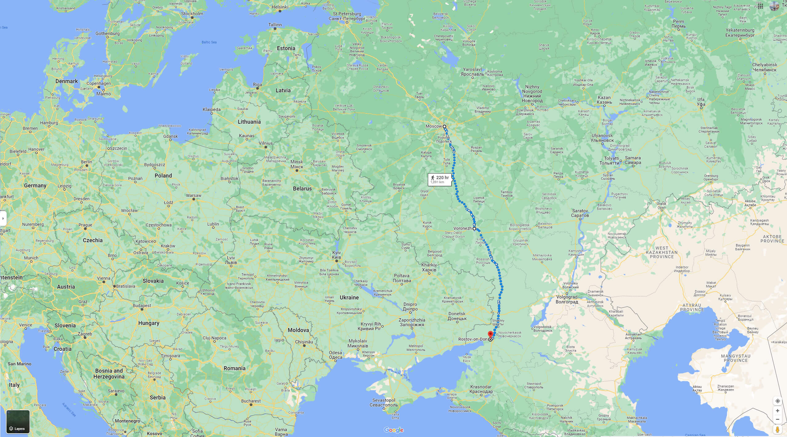 Where is located Voronezh on Russia Map