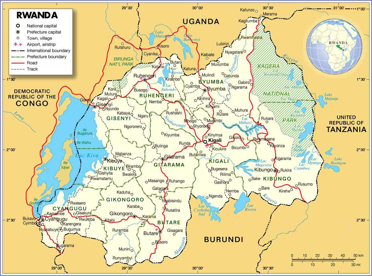 political map of rwanda