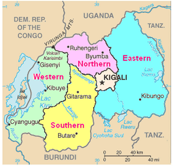 rwanda provinces map