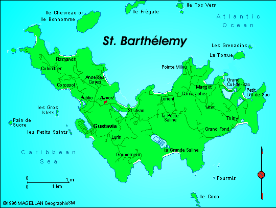 map of Saint Barthelemy