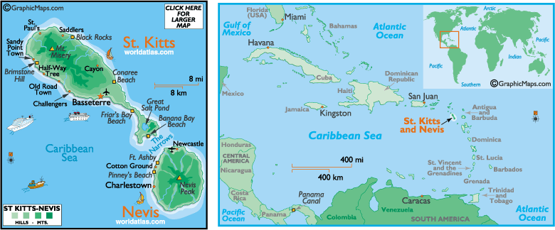 map of Saint Kitts and Nevis