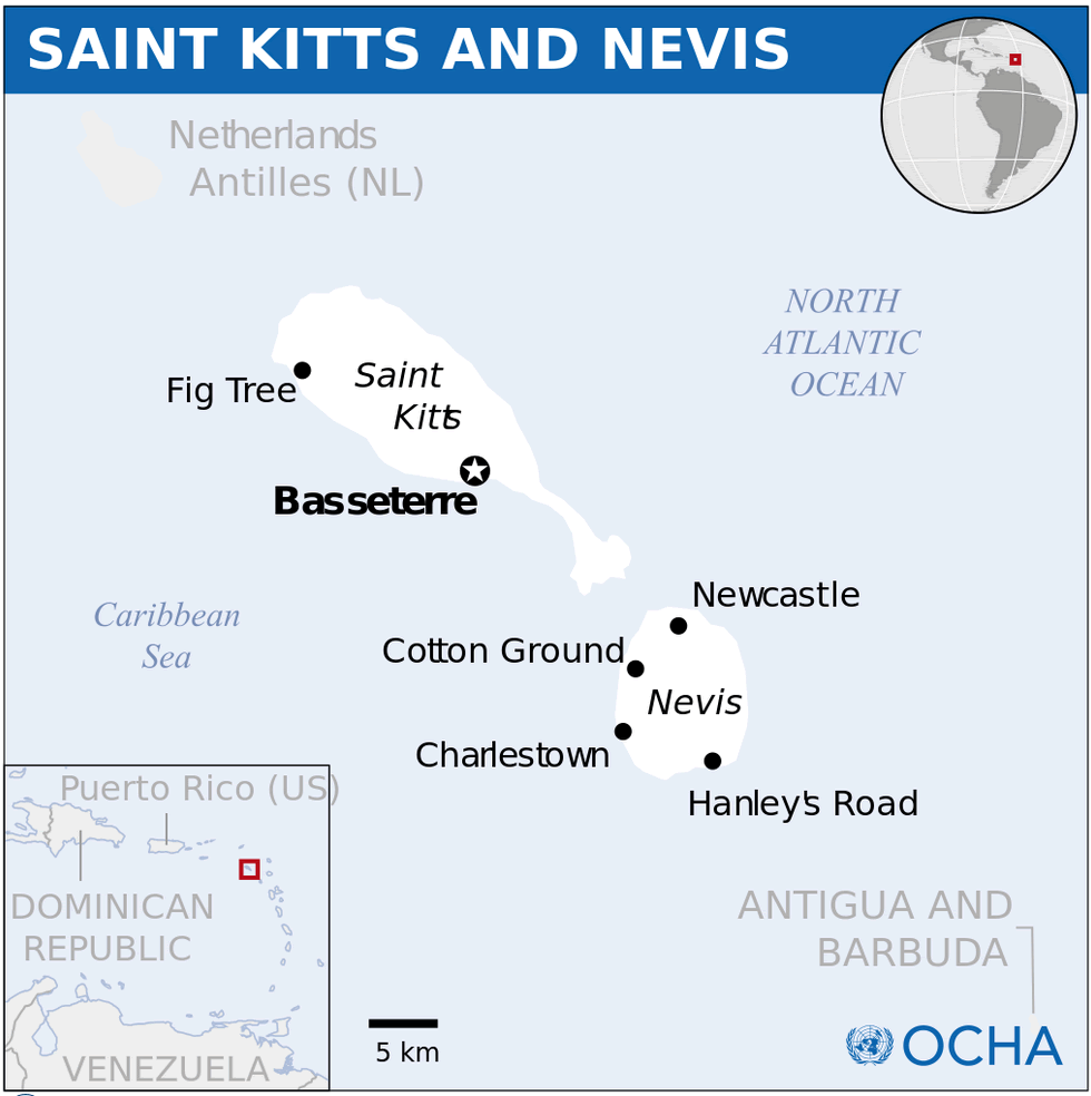 saint kitts and nevis location map