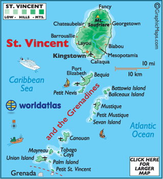Island St Vincent Map Saint Vincent And The Grenadines Map And Saint Vincent And The Grenadines  Satellite Images
