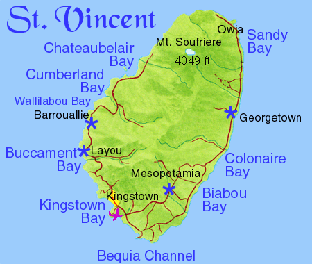 saint vincent grenadines map