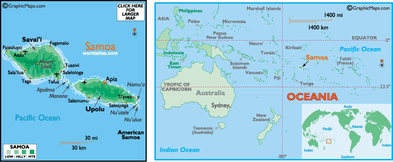 samoa map australia