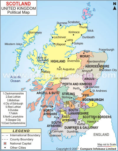 Scotland Map and Scotland Satellite Images