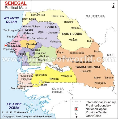 Senegal Map And Senegal Satellite Image