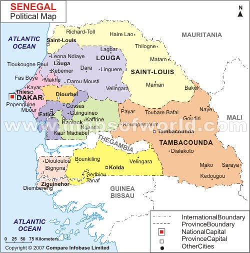 Senegal Map And Senegal Satellite Image Senegal Map And Senegal Satellite Image