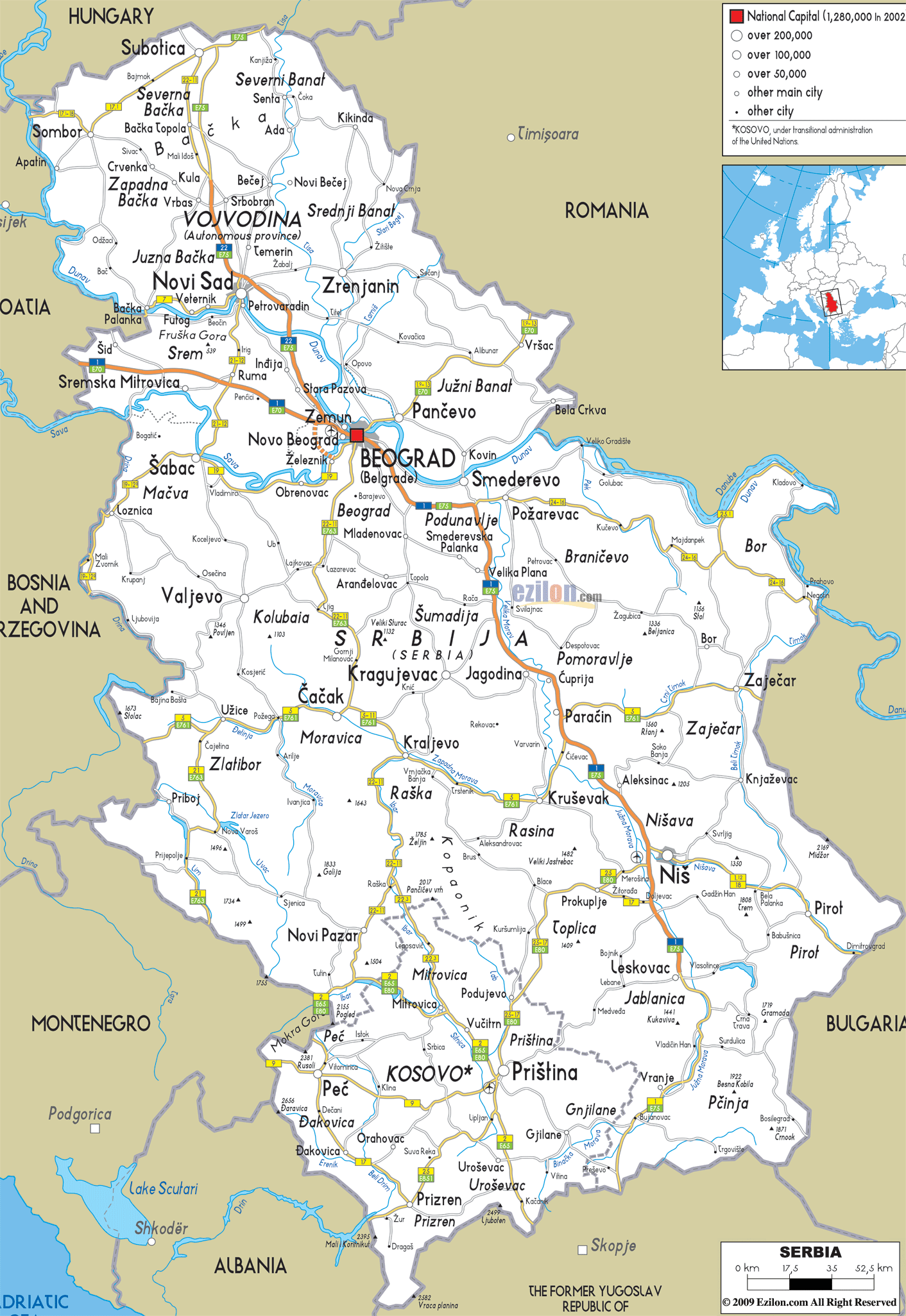 Восточная сербия карта