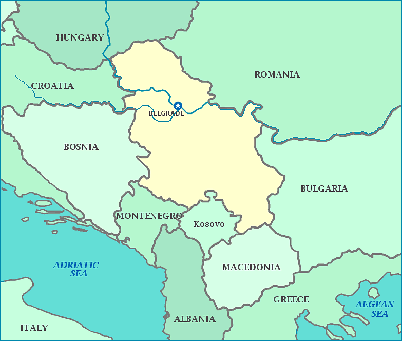 serbia neigbours map