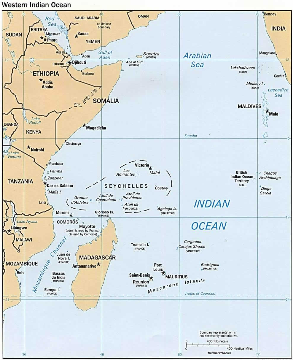 Indian Ocean Map Seychelles