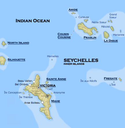 indian ocean seychelles map