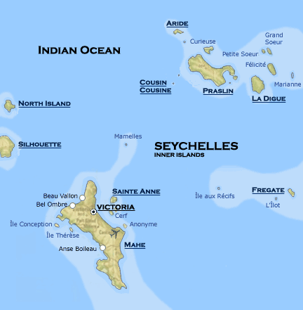 Indian Ocean Seychelles Map