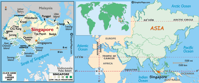 singapore map and singapore satellite image