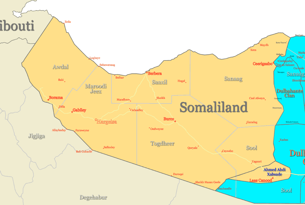 somaliland regions map