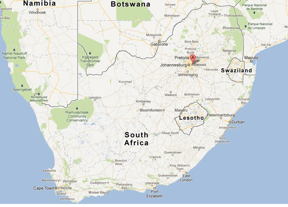 map of Benon south africa