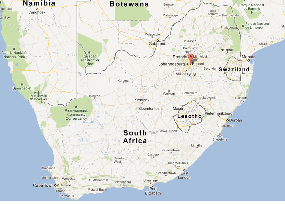 Map of Benoni, South Africa