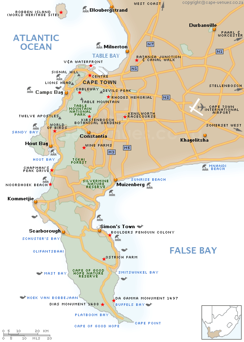 cape town peninsula map south africa