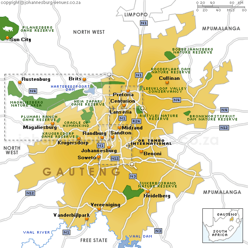 Johannesburg city area map