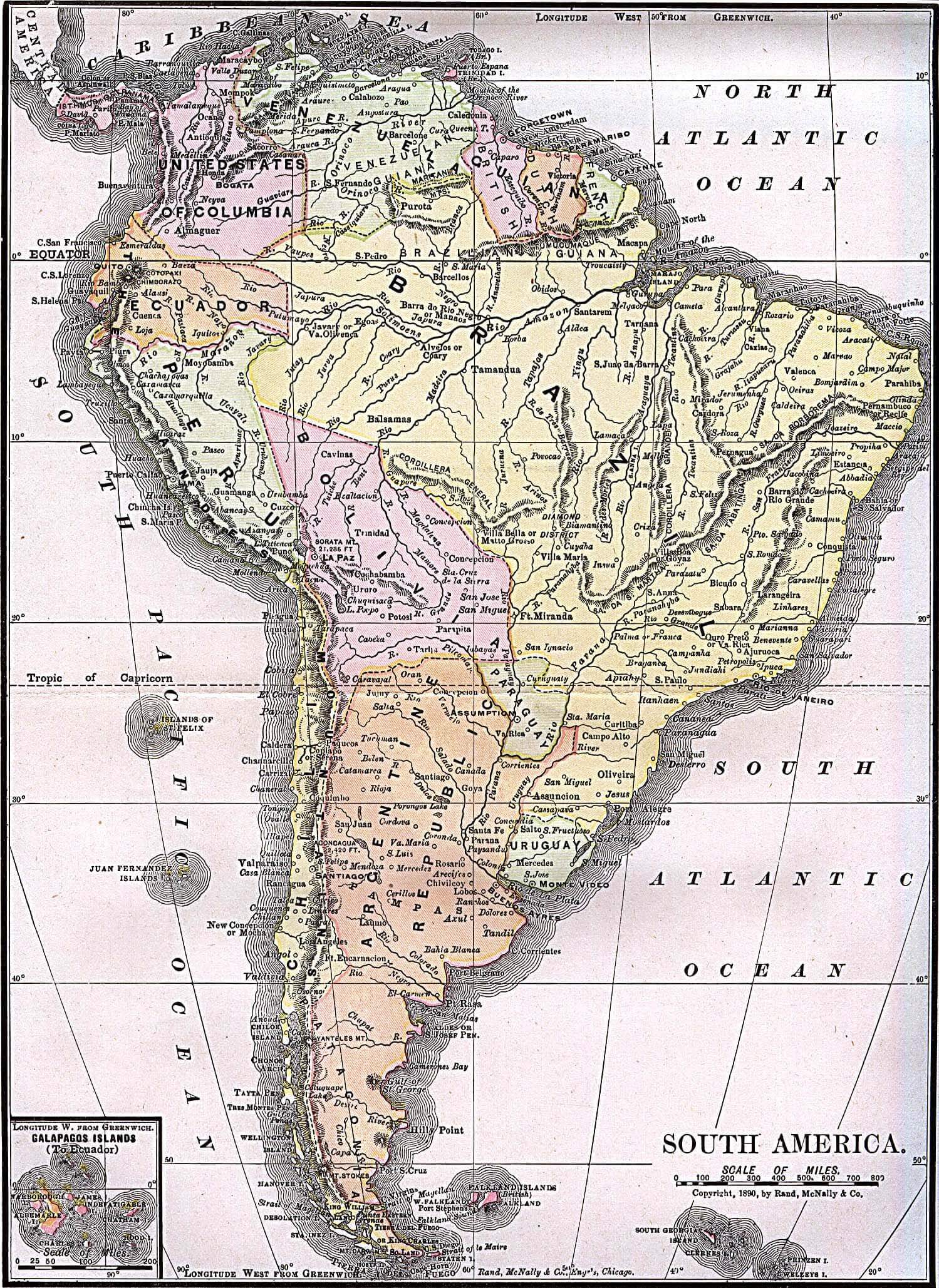 south america map 1892