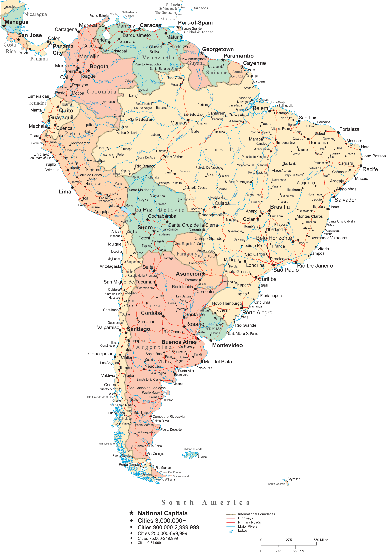 south america political map countries