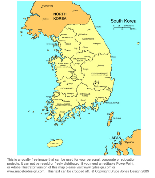 south korea cities map