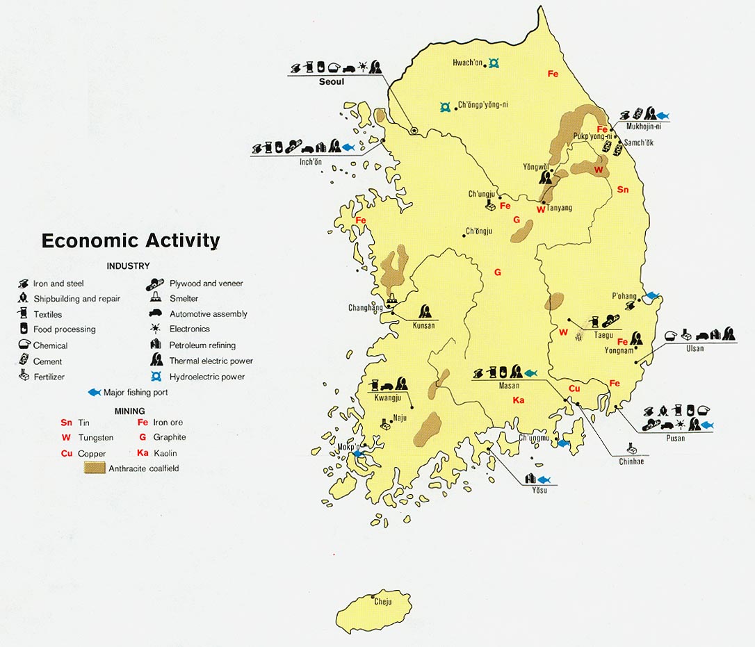 south korea economic map