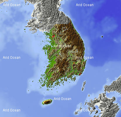 south korea physical map