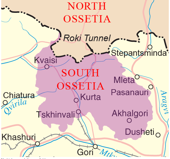 south ossetia regions map