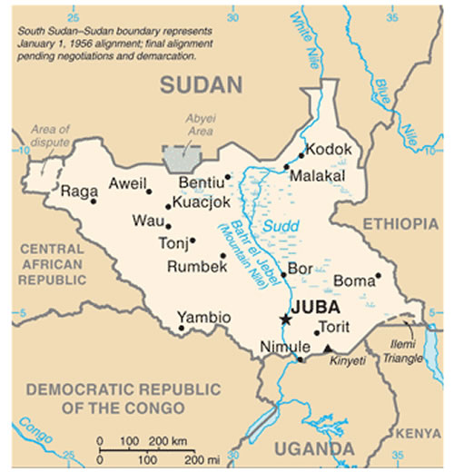 south sudan major cities map