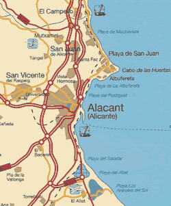 Alicante area map