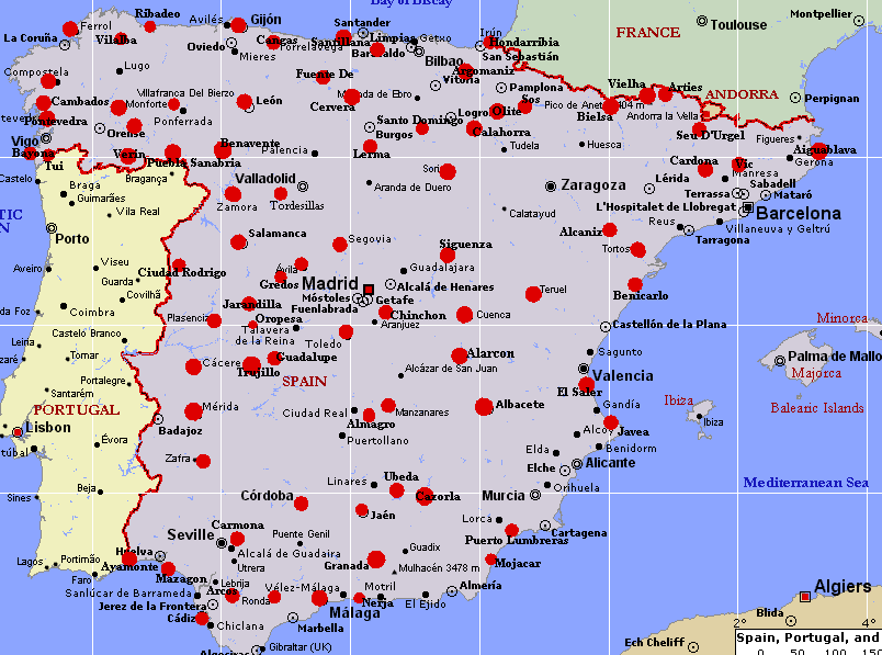 cities map of spain