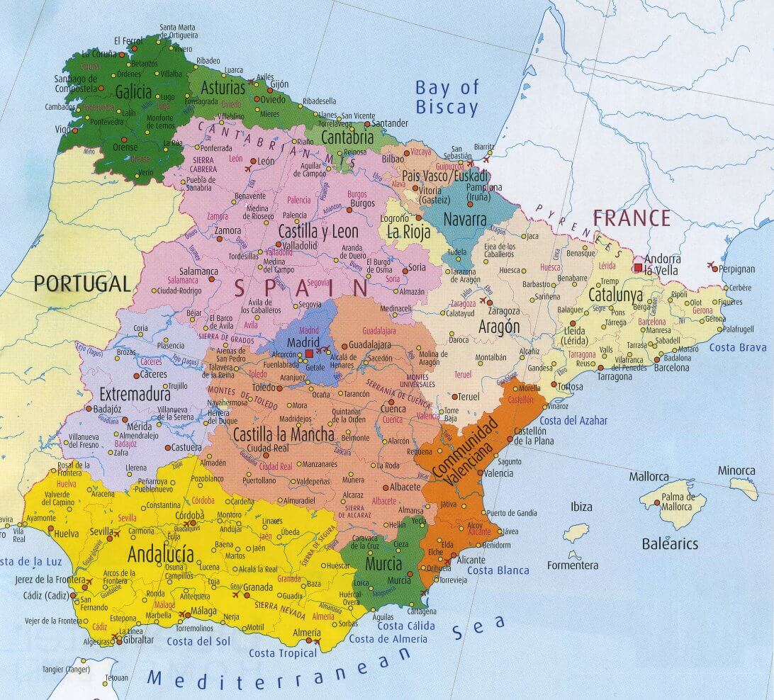 Physical Map of Spain