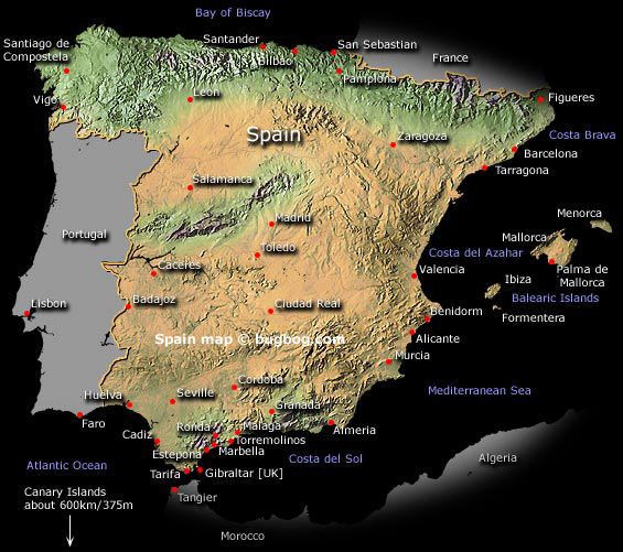 spain physical map