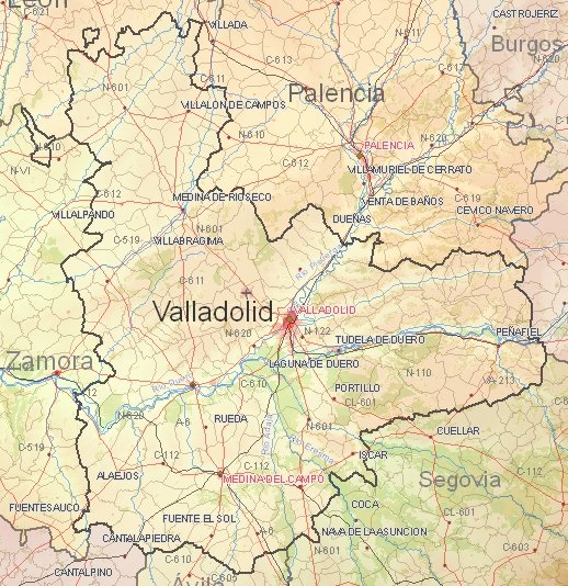 Valladolid regions map