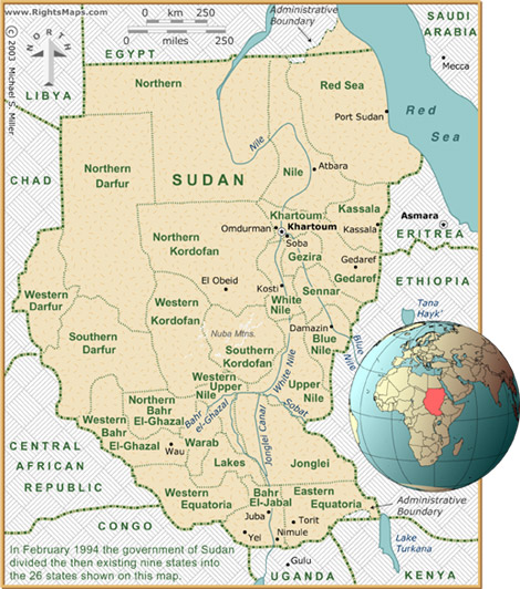 physical map of sudan
