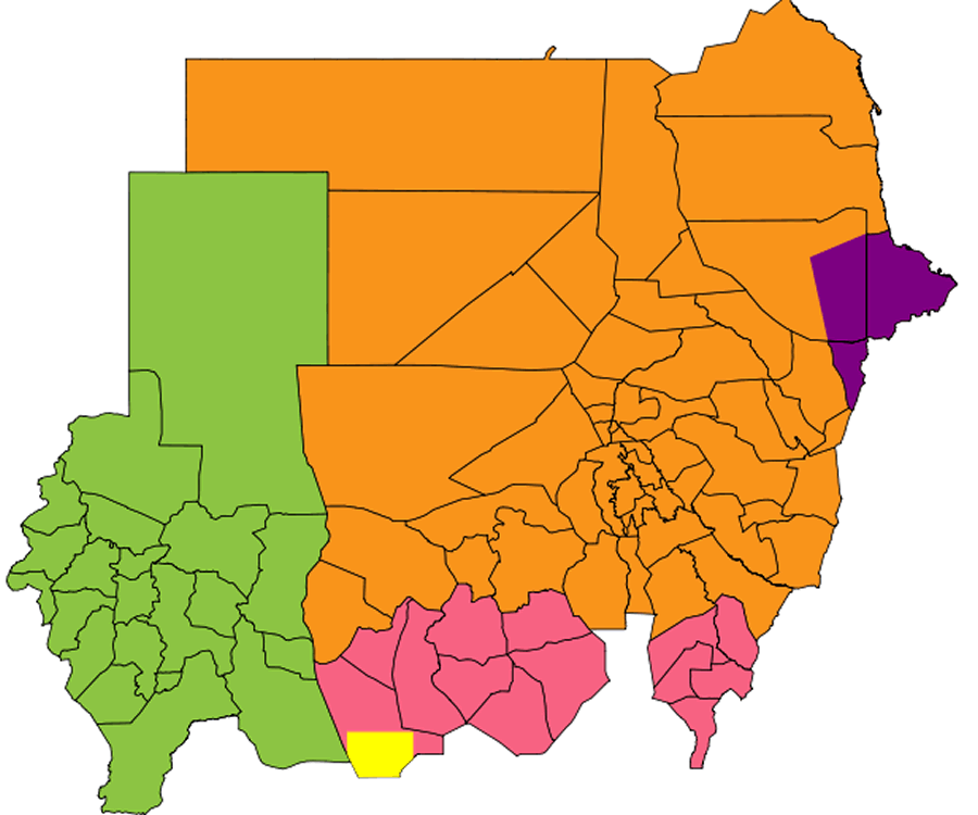 political regions map of sudan