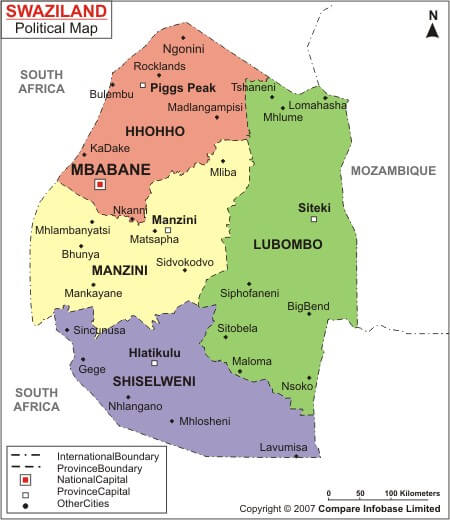 swaziland political map