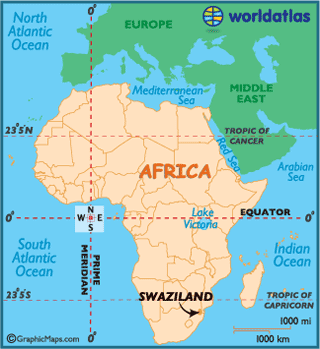swaziland africa map