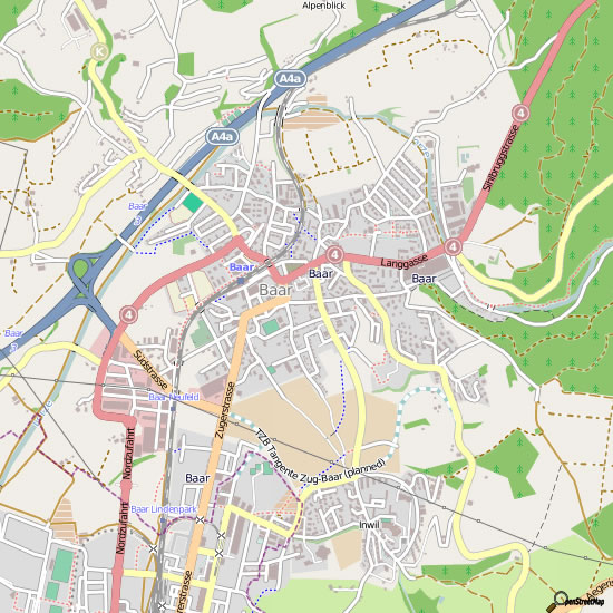 Baar city center map