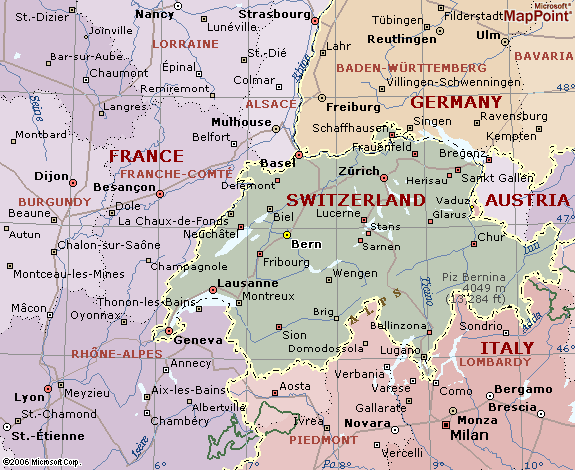 map of switzerland bern