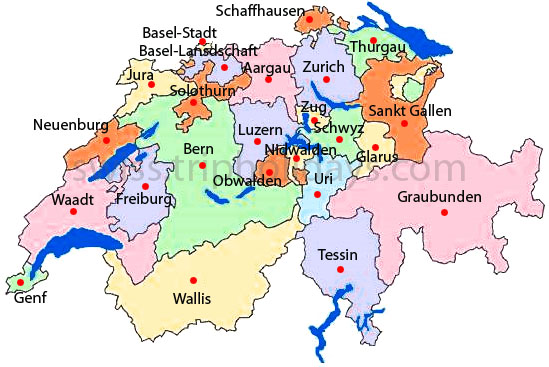 map of switzerland berne