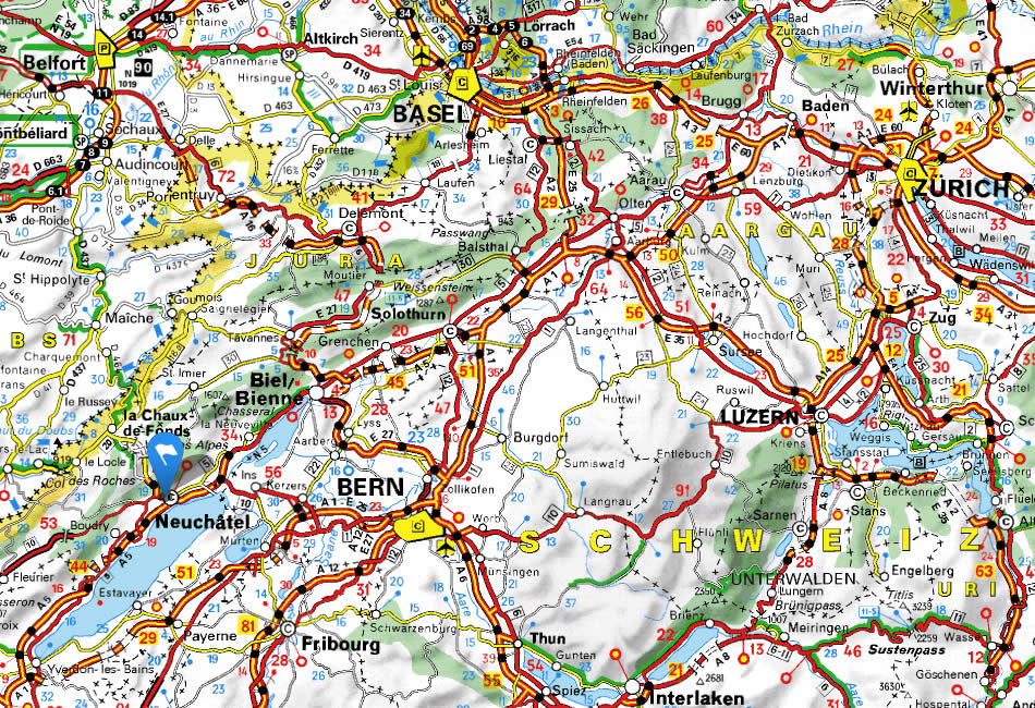 switzerland map Neuchatel